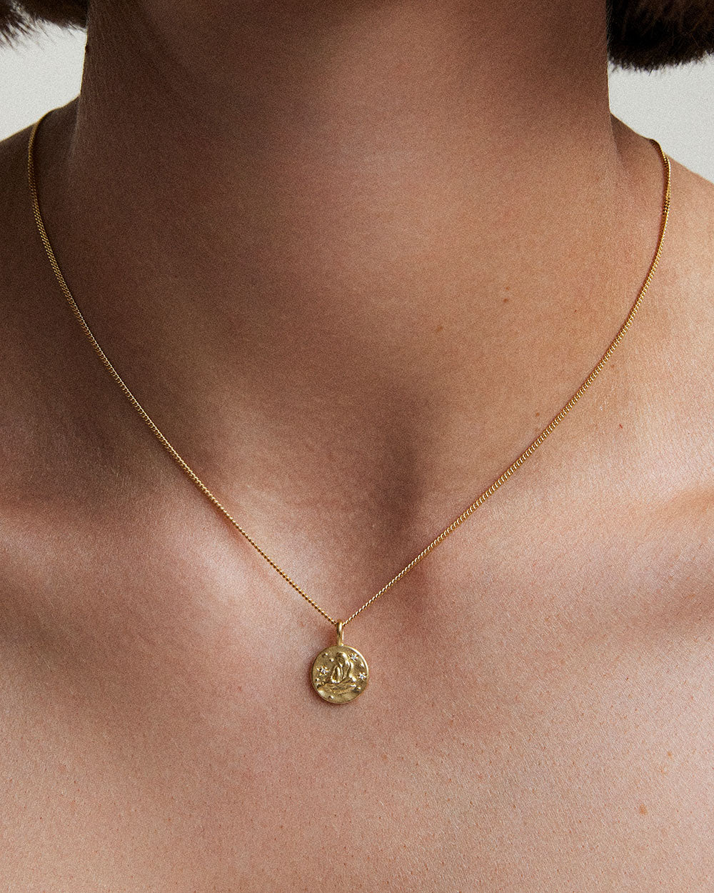 AQUARIUS PETITE ZODIAC NECKLACE (18K GOLD VERMEIL) - Image 2
