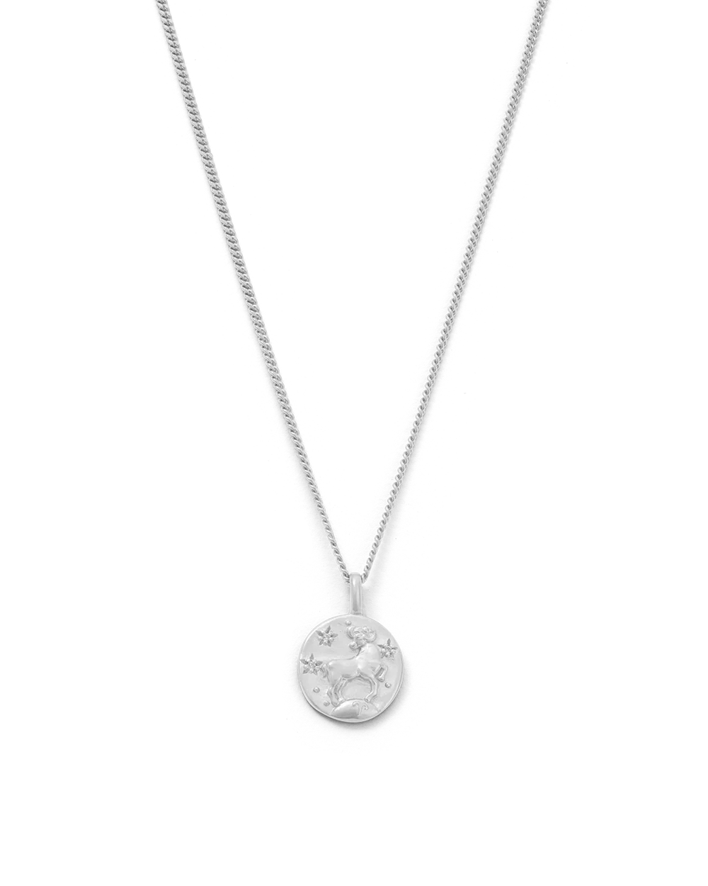 ARIES PETITE ZODIAC NECKLACE (STERLING SILVER)