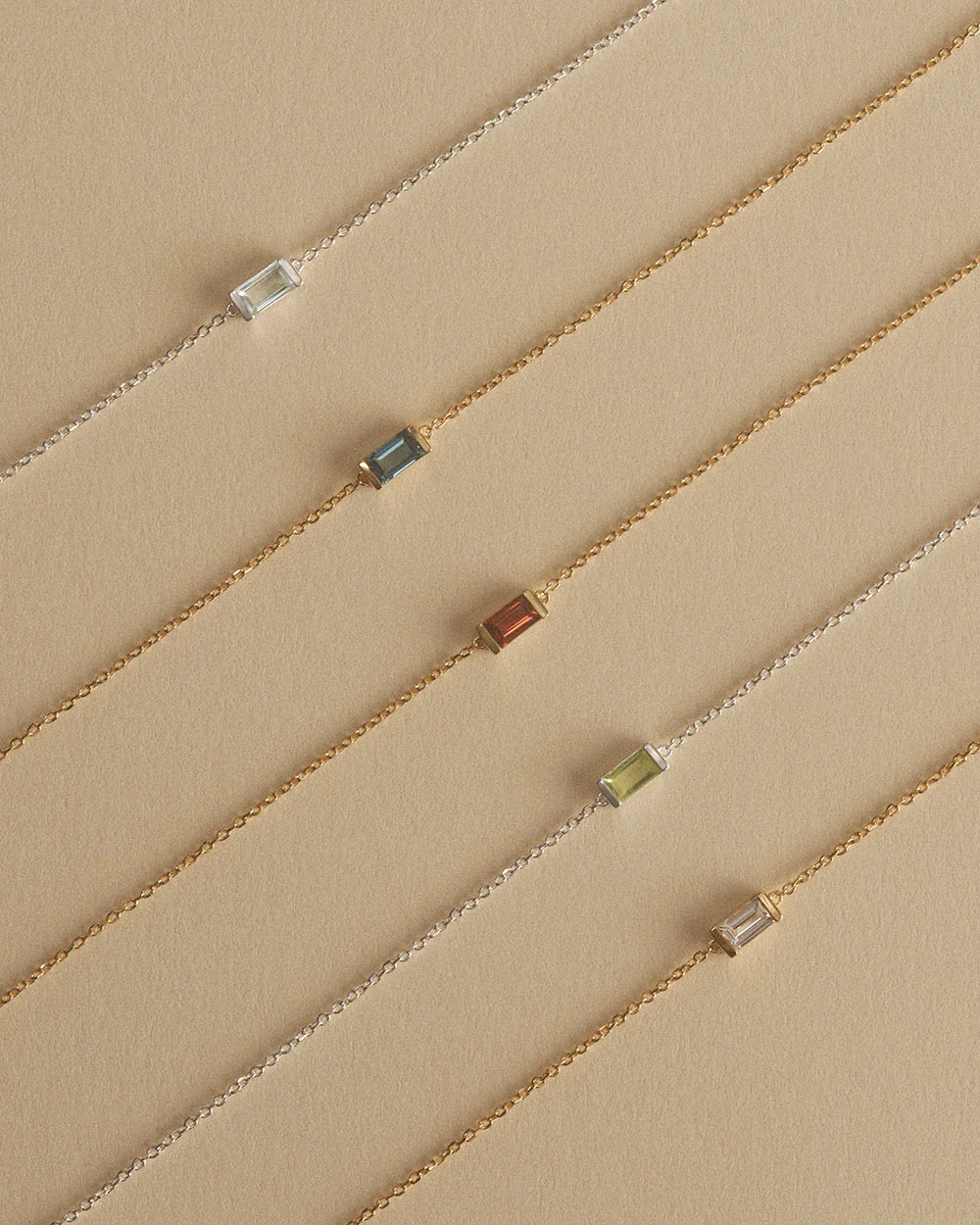 BAGUETTE BIRTHSTONE BRACELET (STERLING SILVER) - Image 5