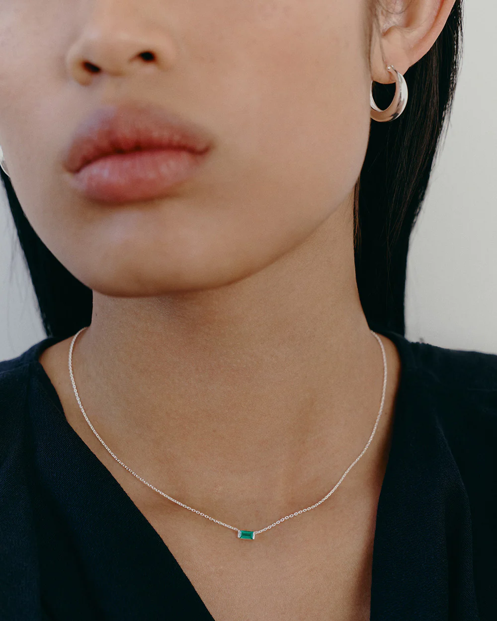 BAGUETTE BIRTHSTONE NECKLACE (STERLING SILVER) - Image 11
