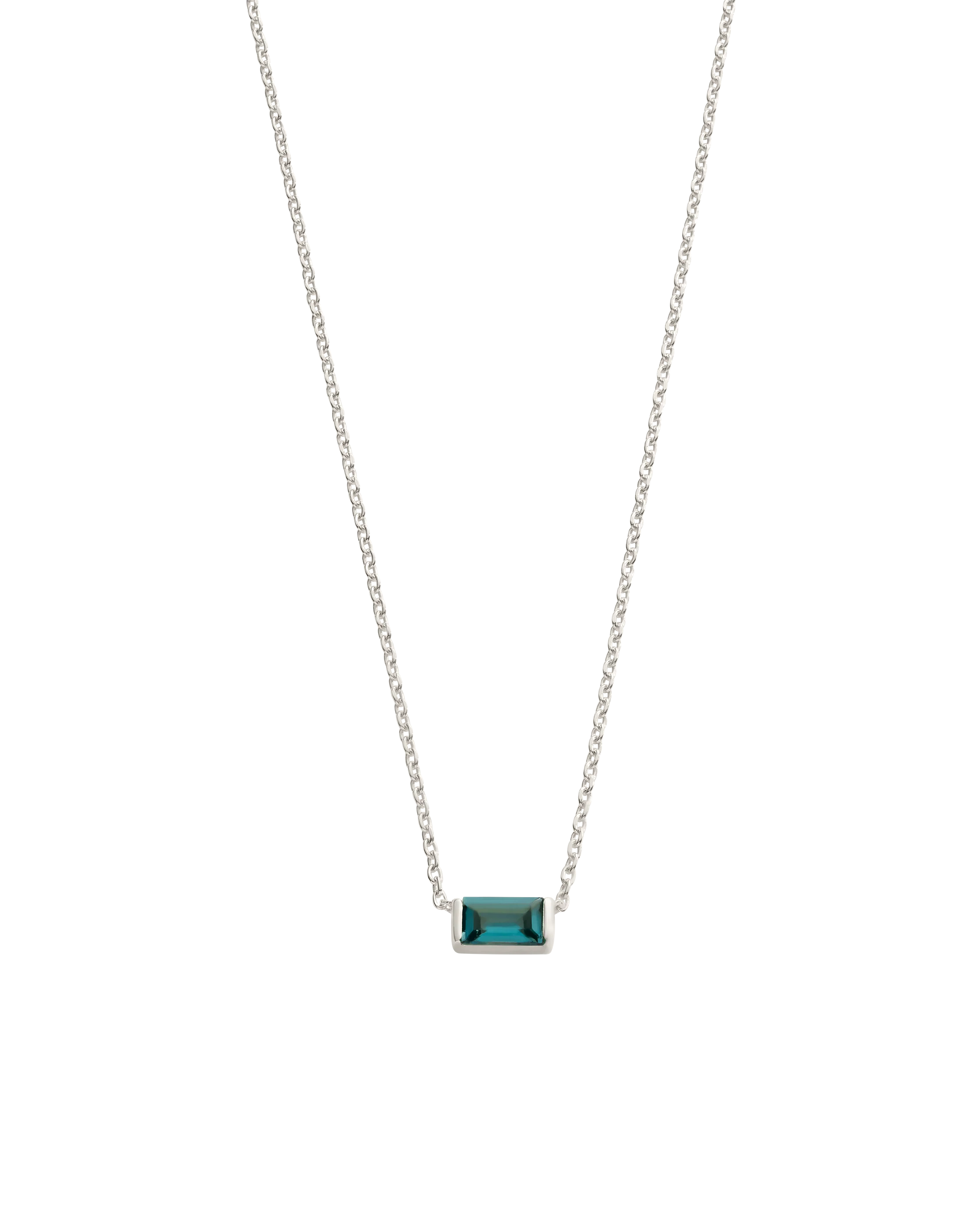 BAGUETTE BIRTHSTONE NECKLACE (STERLING SILVER) - Image 15