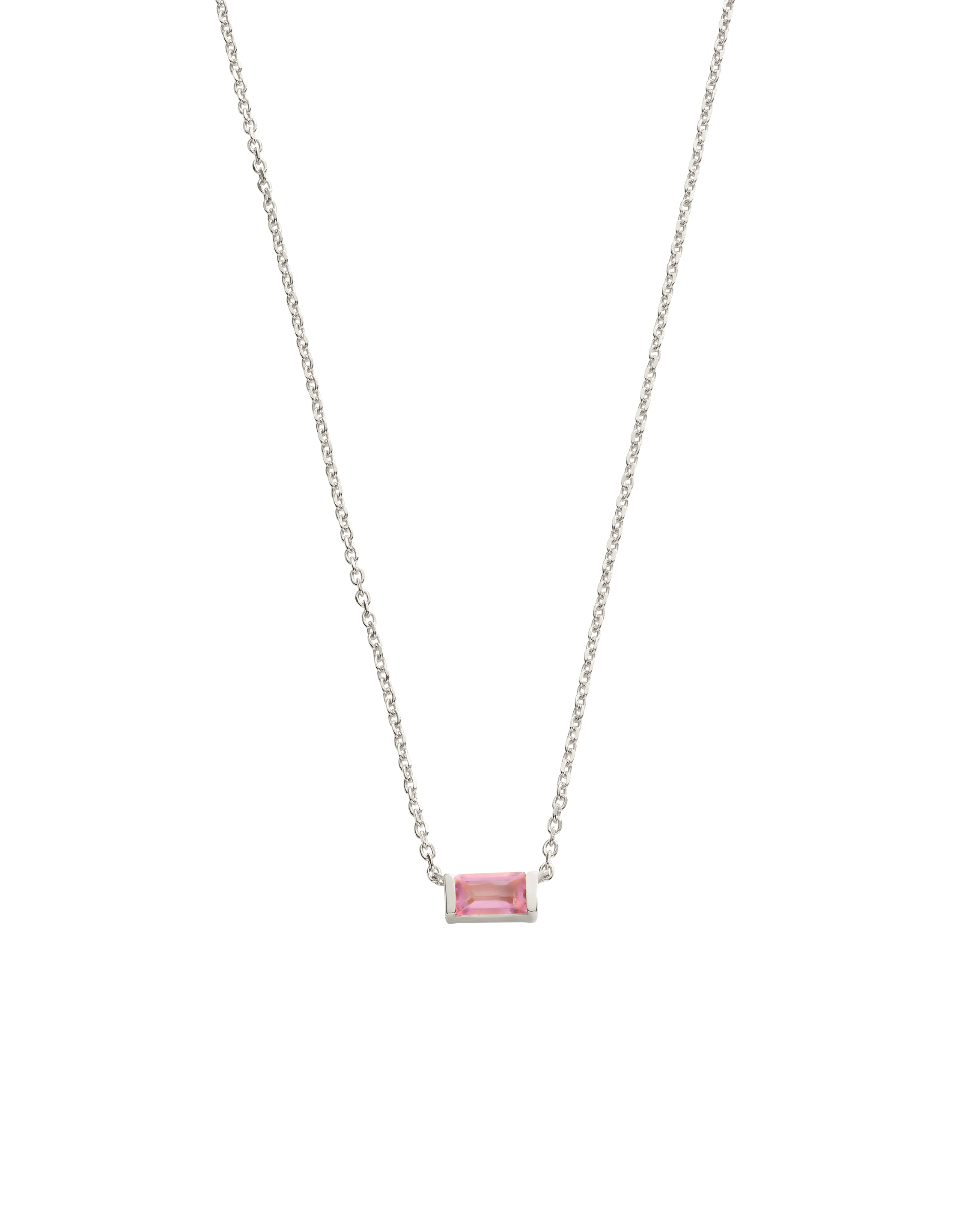 BAGUETTE BIRTHSTONE NECKLACE (STERLING SILVER) - Image 16