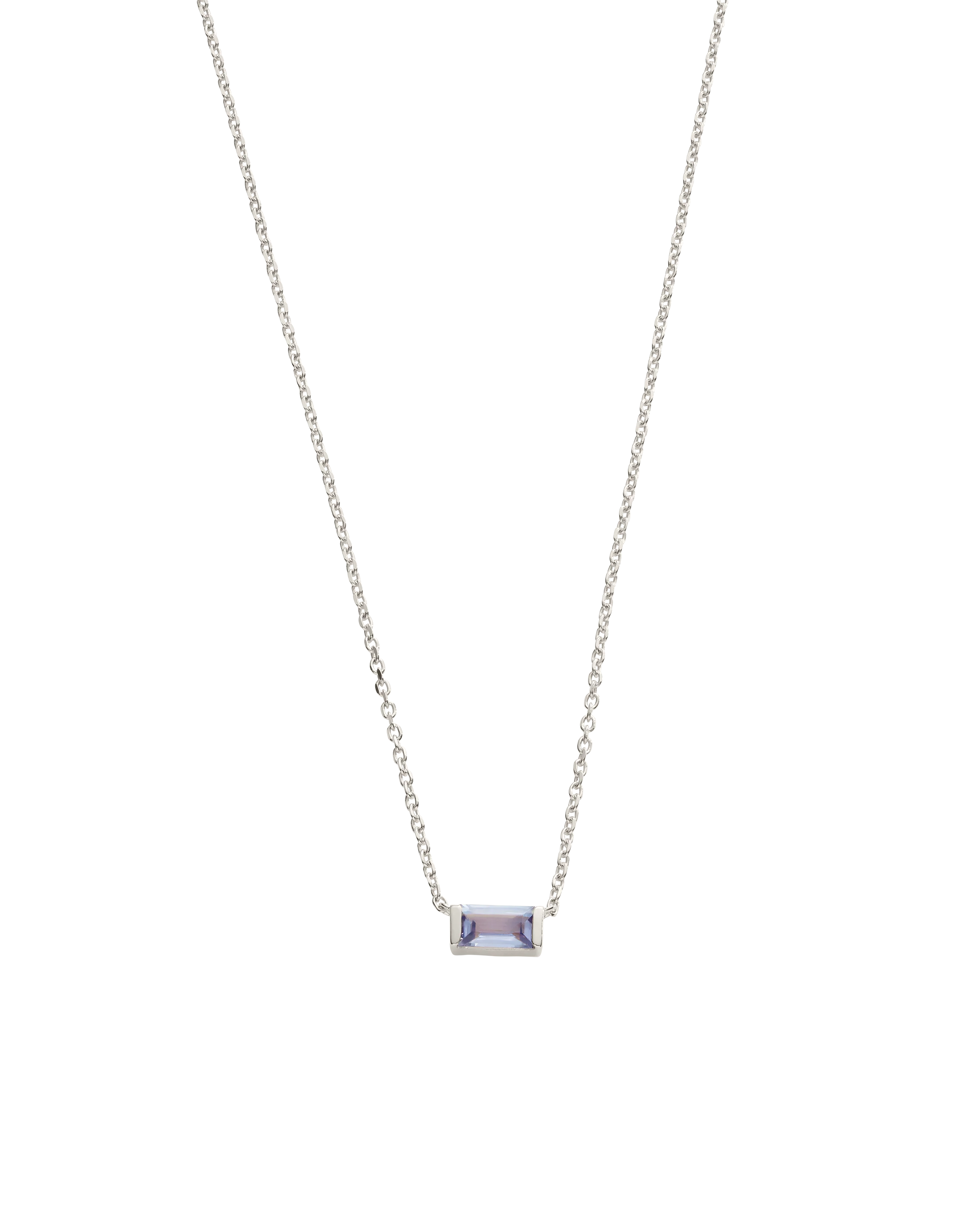 BAGUETTE BIRTHSTONE NECKLACE (STERLING SILVER) - Image 19