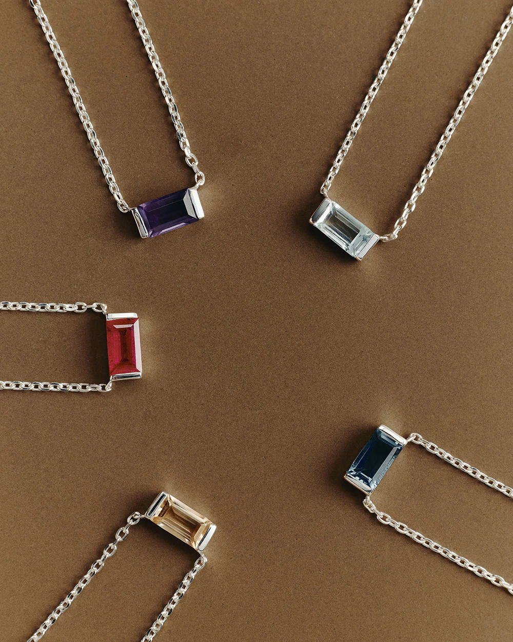 BAGUETTE BIRTHSTONE NECKLACE (STERLING SILVER) - Image 3