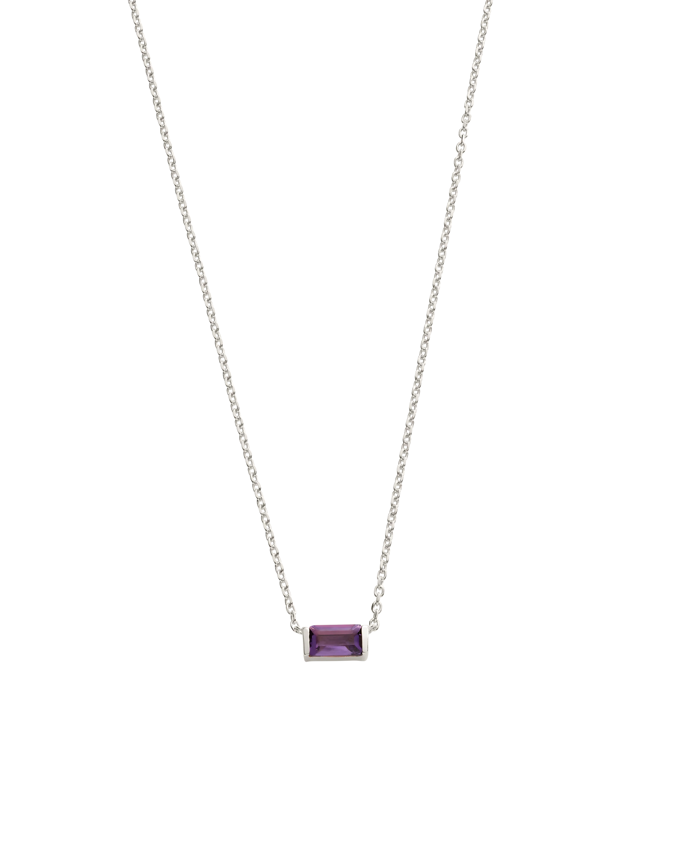 BAGUETTE BIRTHSTONE NECKLACE (STERLING SILVER) - Image 5
