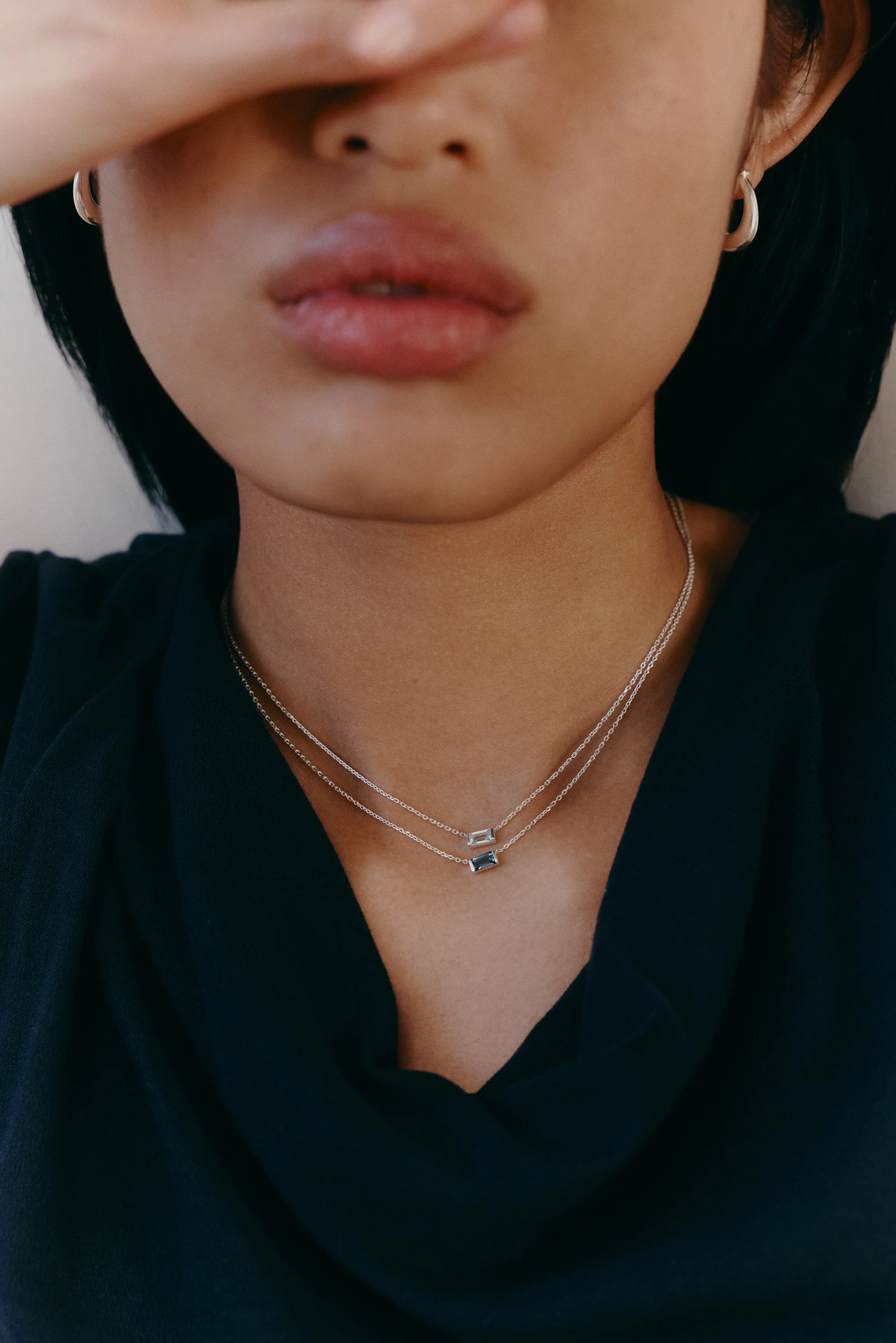 BAGUETTE BIRTHSTONE NECKLACE (STERLING SILVER) - Image 7