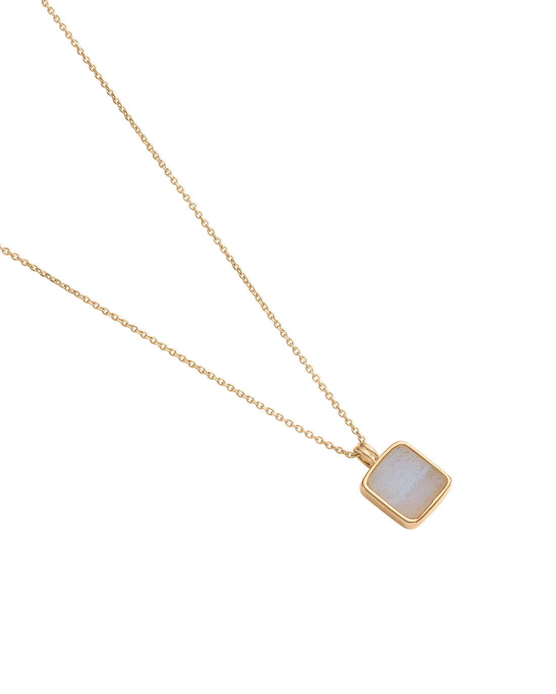 BLUE LACE AGATE PENDANT NECKLACE (18K GOLD VERMEIL) - Image 4