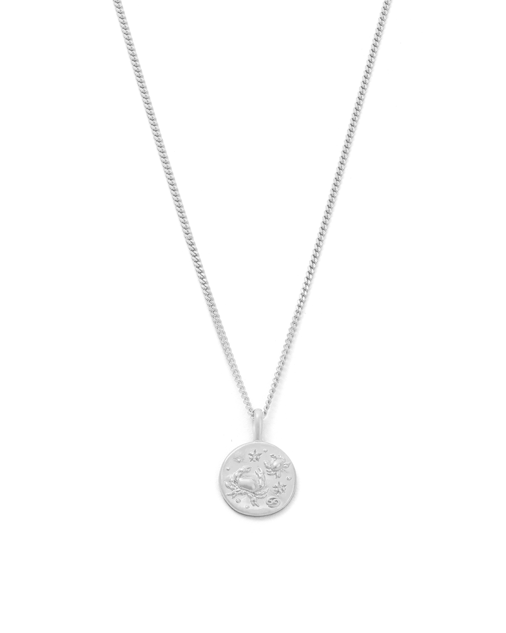CANCER PETITE ZODIAC NECKLACE (STERLING SILVER)