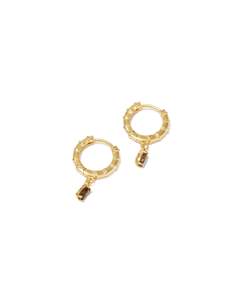 DECO SMOKEY QUARTZ HOOPS (18K GOLD PLATED) - Image 4