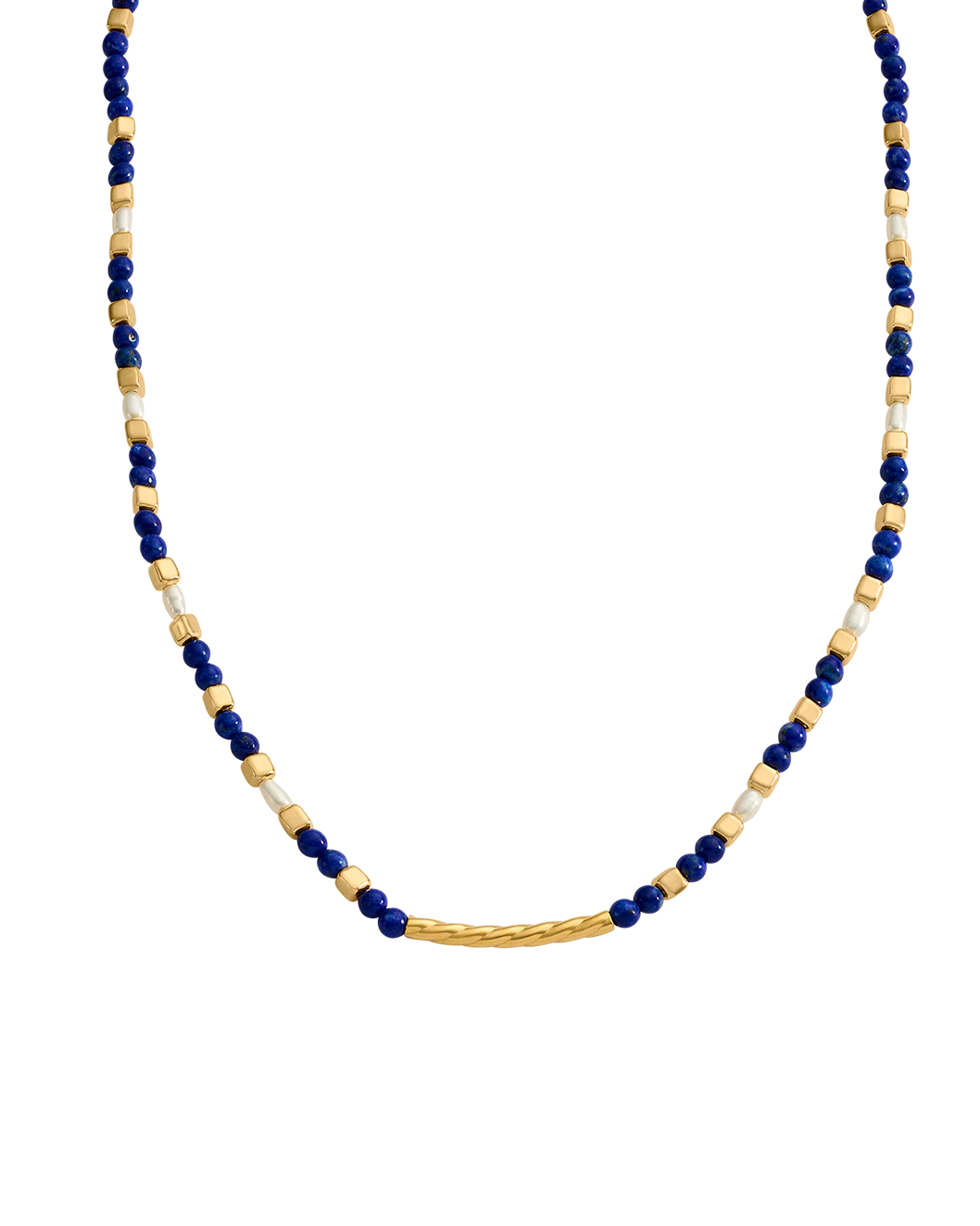 LAPIS BEADED NECKLACE (18K GOLD PLATED)