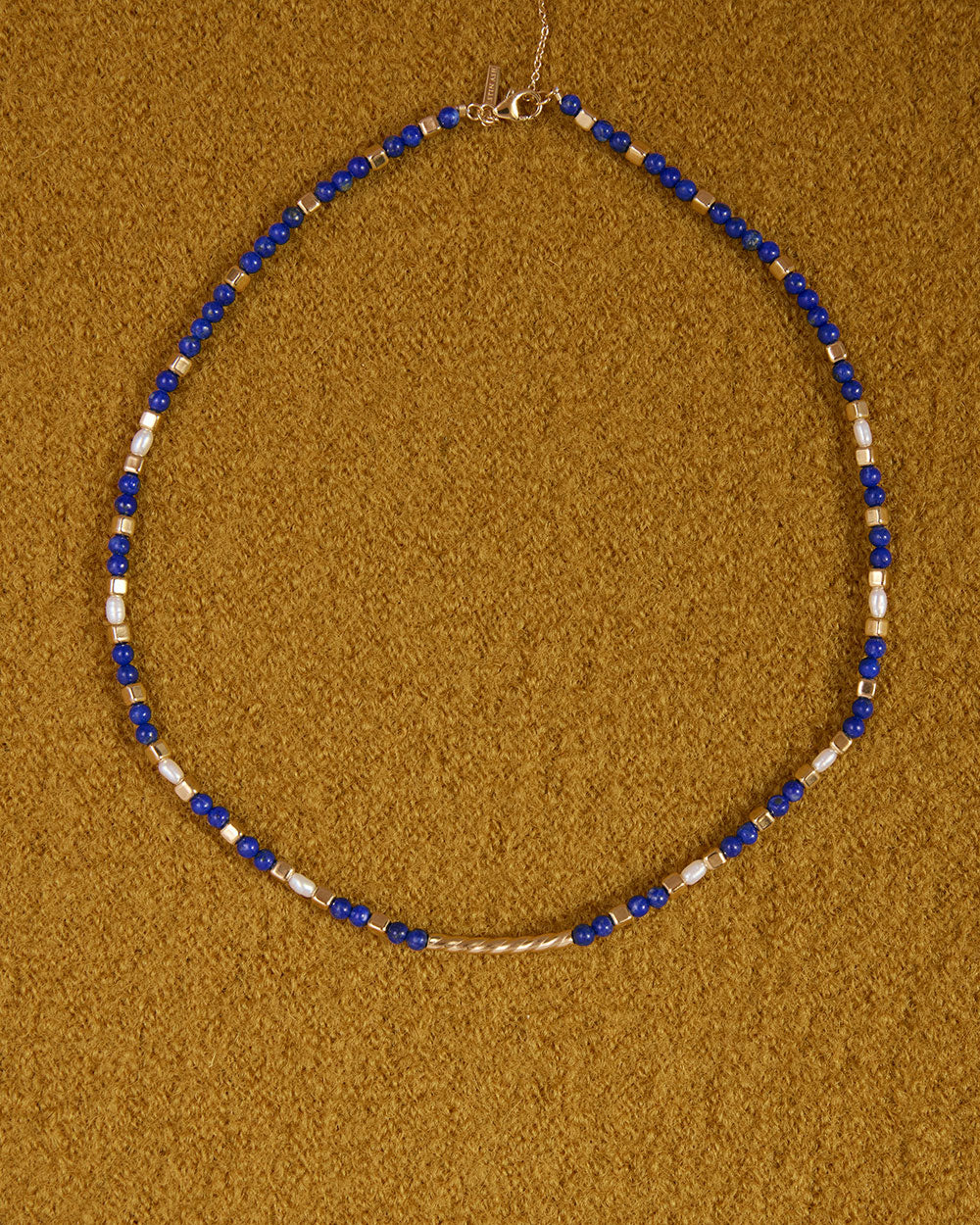 LAPIS BEADED NECKLACE (18K GOLD PLATED) - Image 3