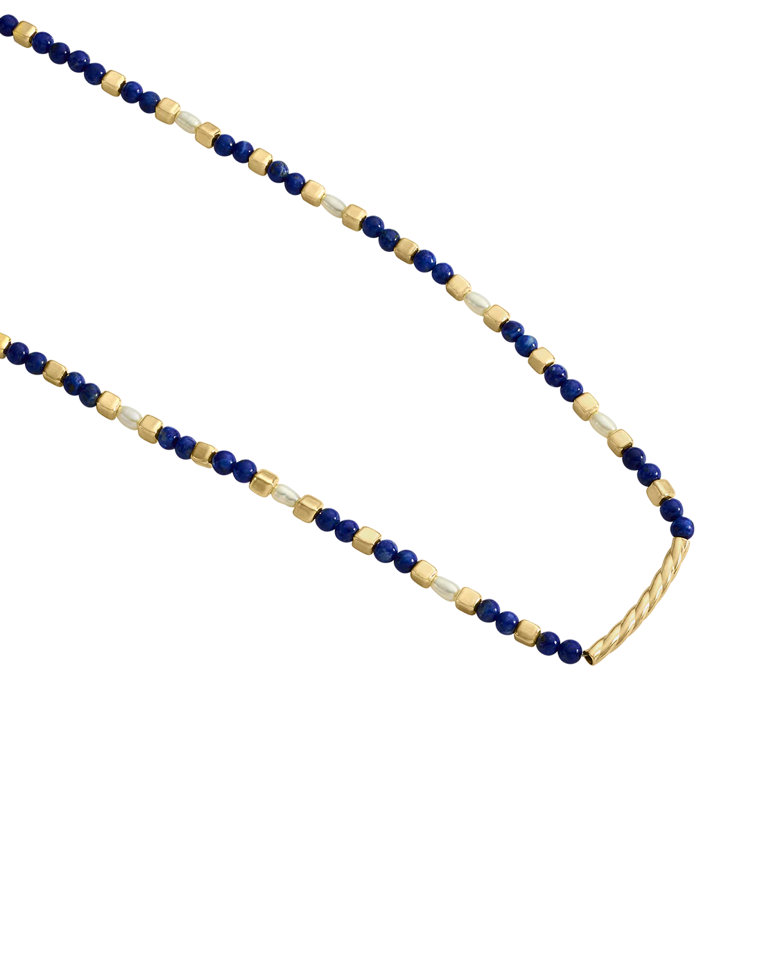 LAPIS BEADED NECKLACE (18K GOLD PLATED) - Image 4