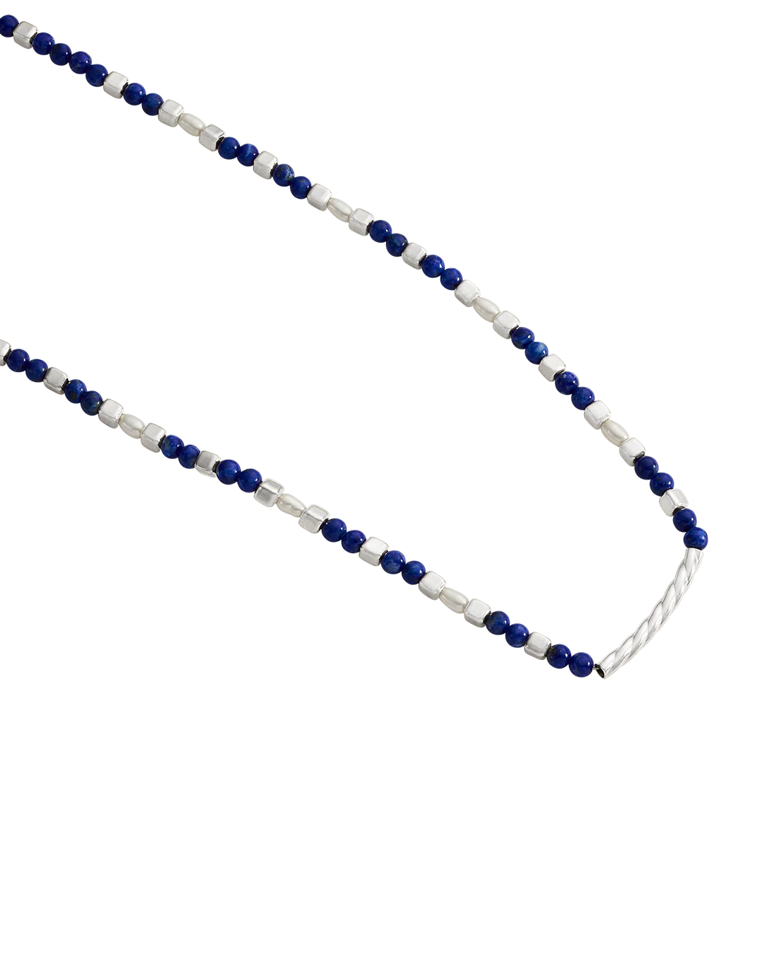 LAPIS BEADED NECKLACE (STERLING SILVER) - Image 4