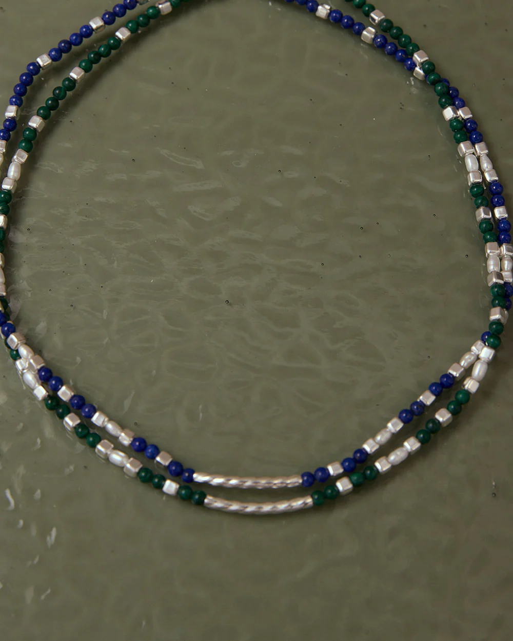 LAPIS BEADED NECKLACE (STERLING SILVER) - Image 5