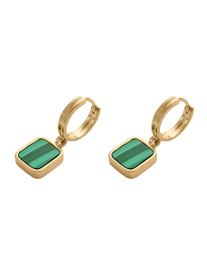 MALACHITE HOOPS (18K GOLD PLATED) - Image 4