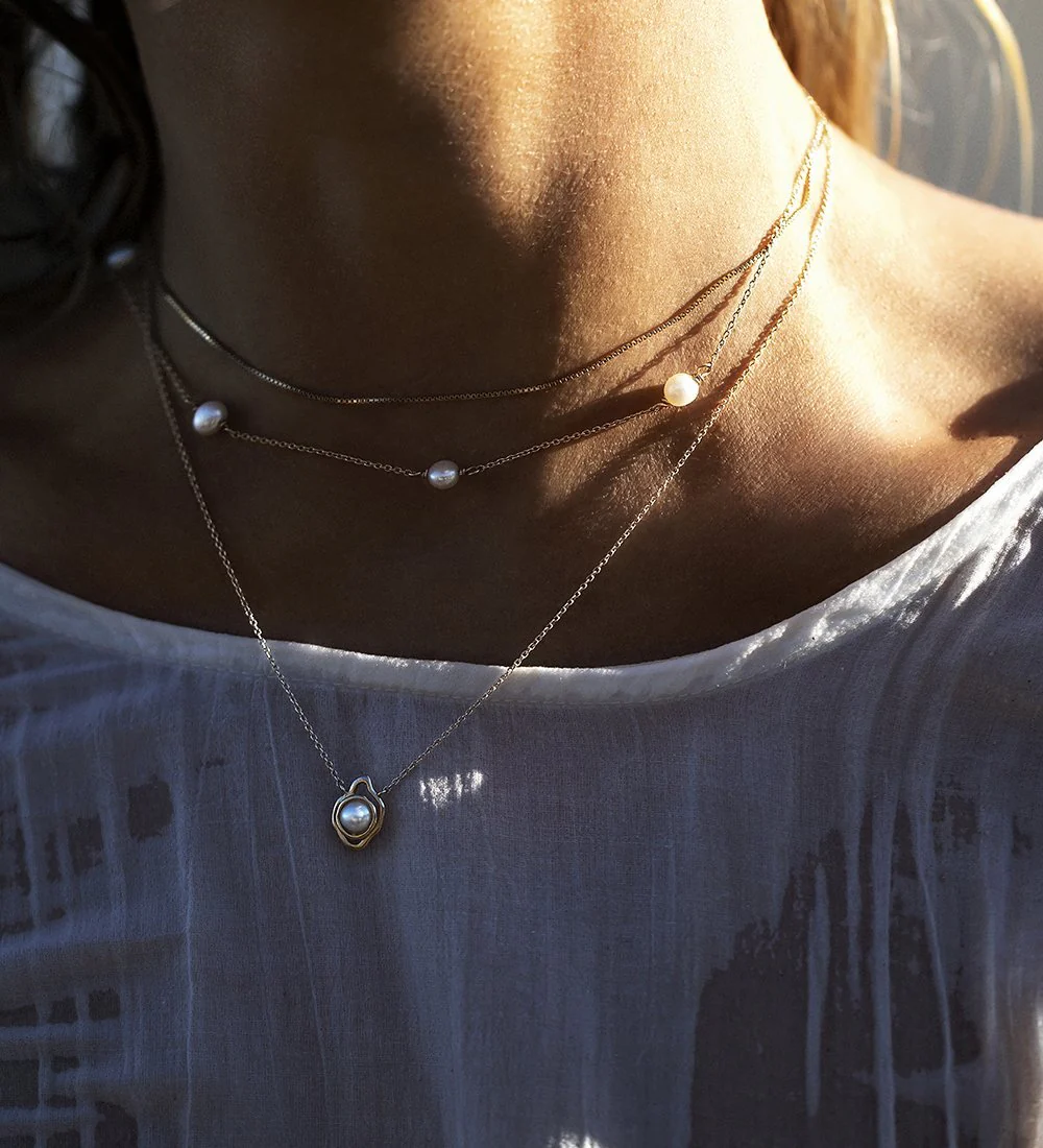 MOON TIDE PEARL NECKLACE (9K GOLD) - Image 5