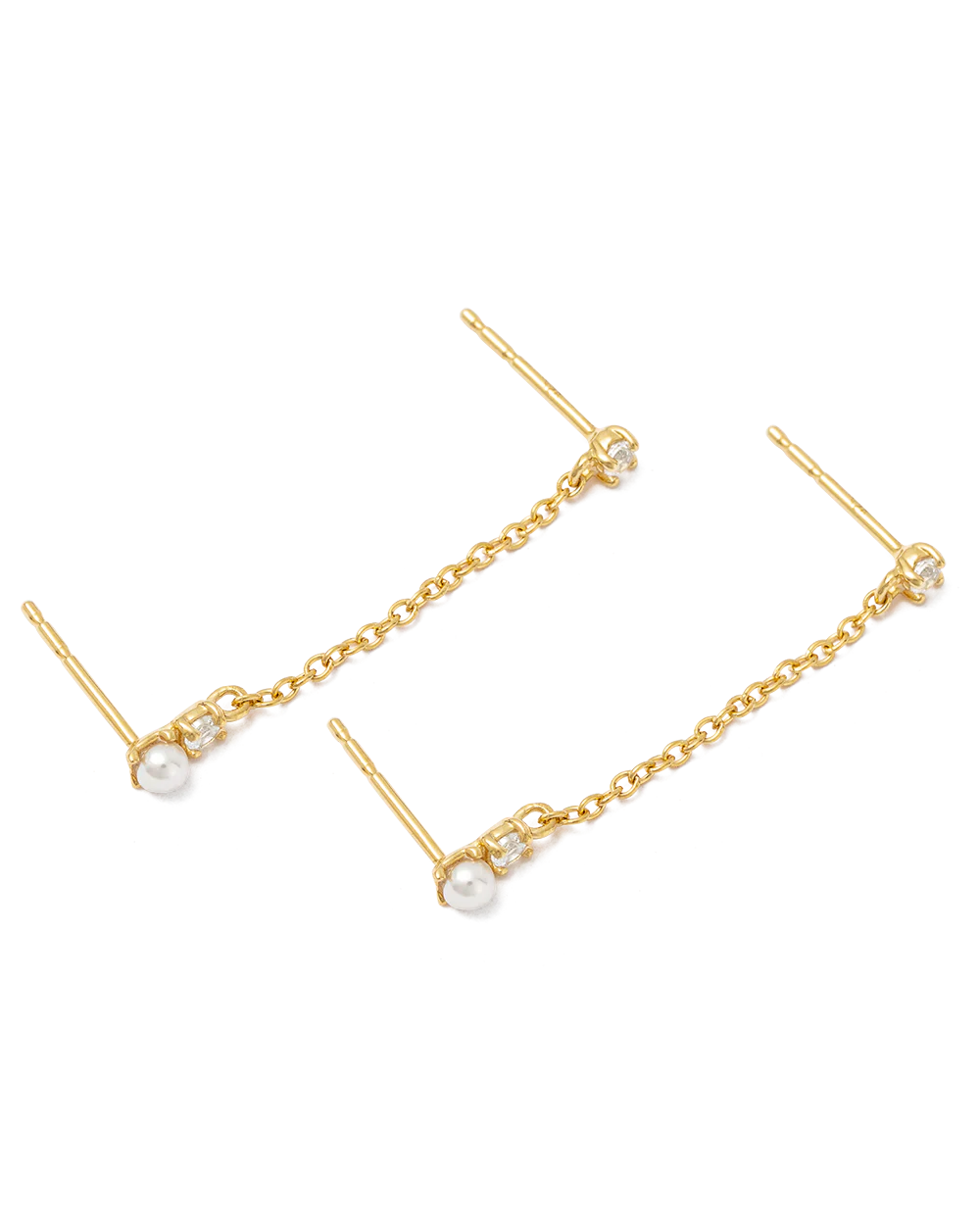 PEARL TOPAZ DOUBLE EARRINGS (18K GOLD PLATED) - Image 4