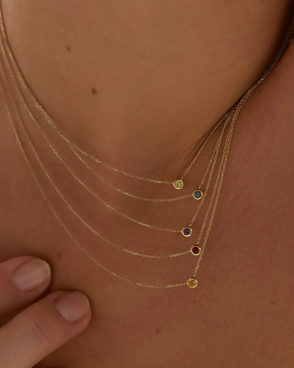 PETITE BIRTHSTONE NECKLACE (9K GOLD) - Image 2
