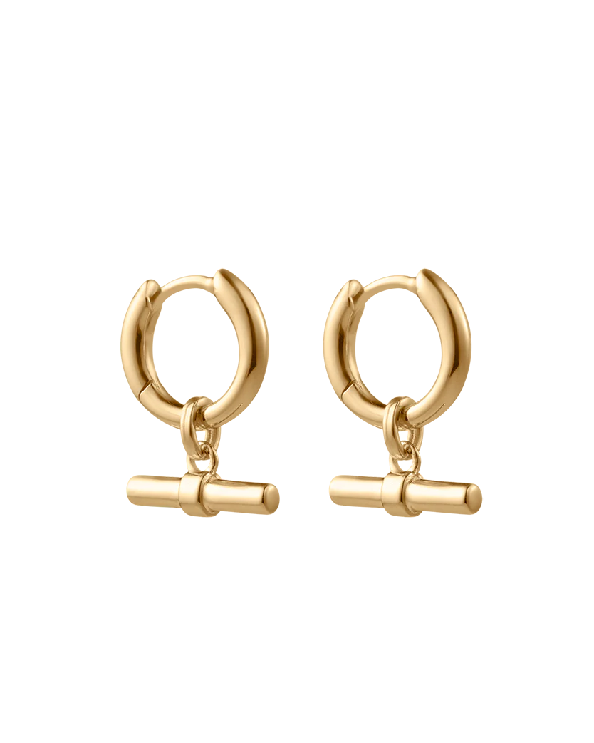 RHYTHM T-BAR HOOPS (18K GOLD PLATED)