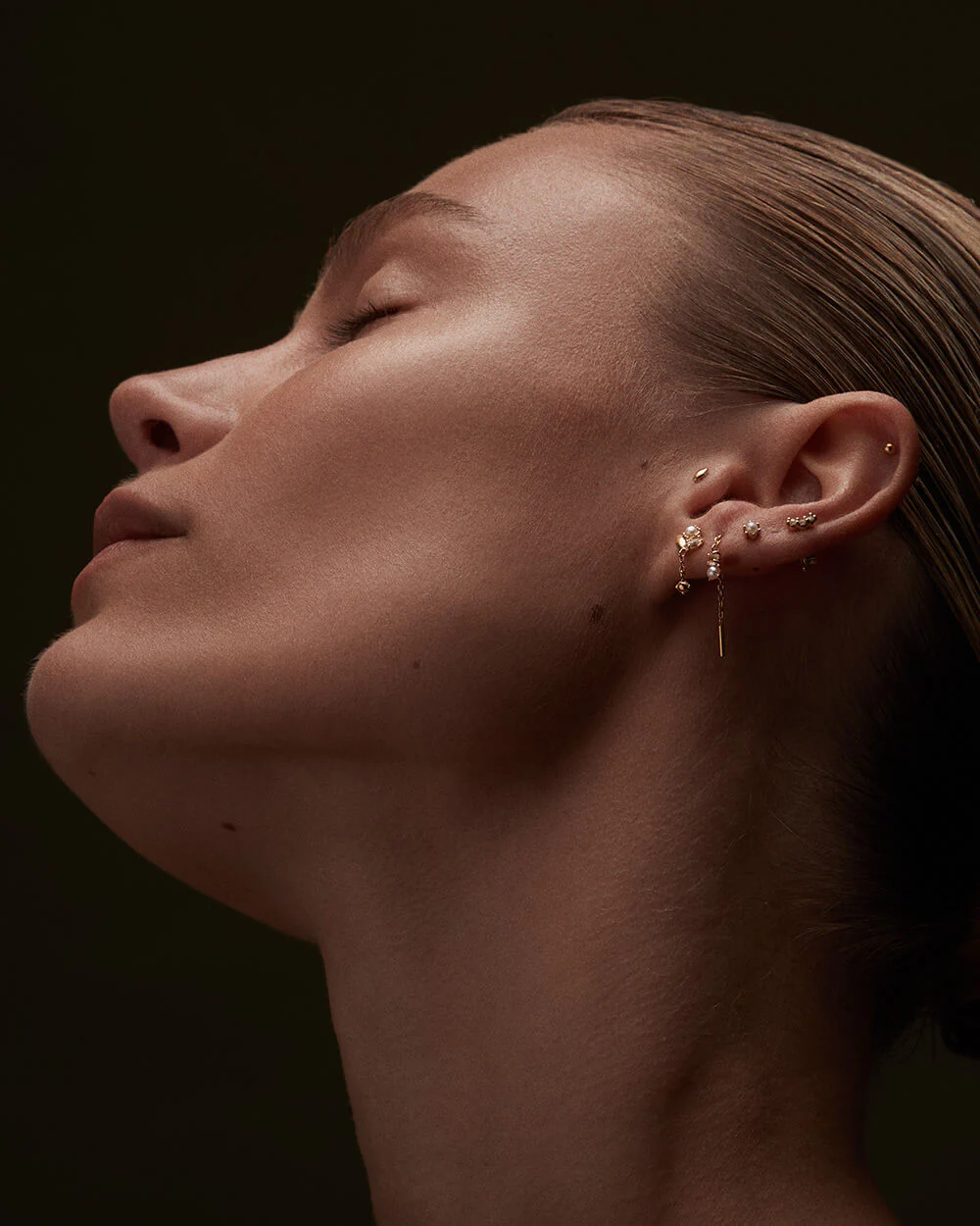 SLICE CLUSTER CHAIN STUDS (18K GOLD PLATED) - Image 2