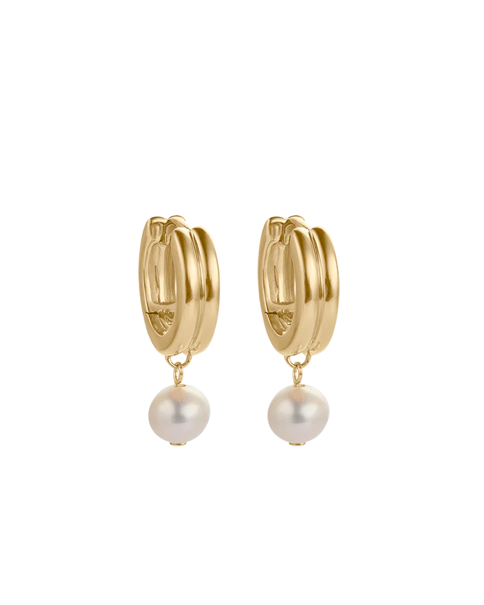 SOLACE PEARL HOOPS (18K GOLD PLATED)