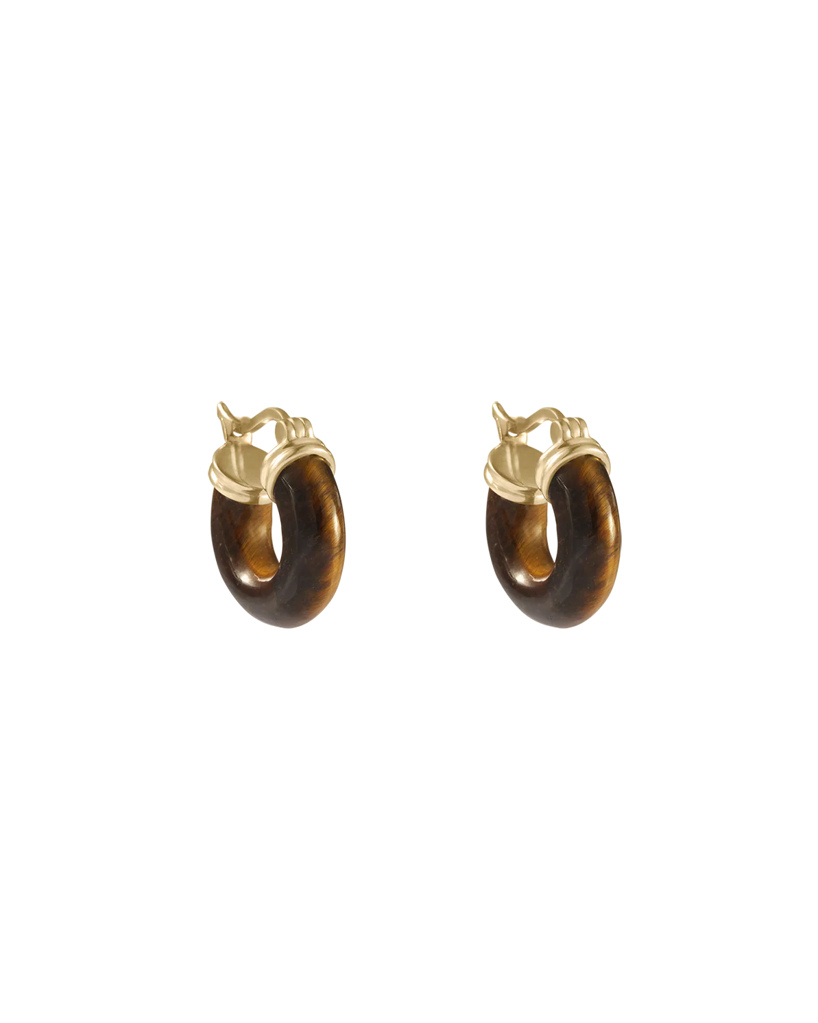 TEMPO TIGERS EYE HOOPS (18K GOLD PLATED)