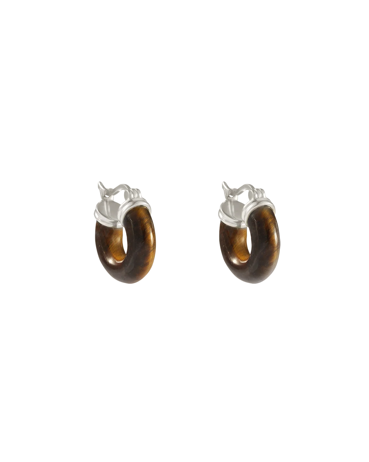 TEMPO TIGERS EYE HOOPS (STERLING SILVER)