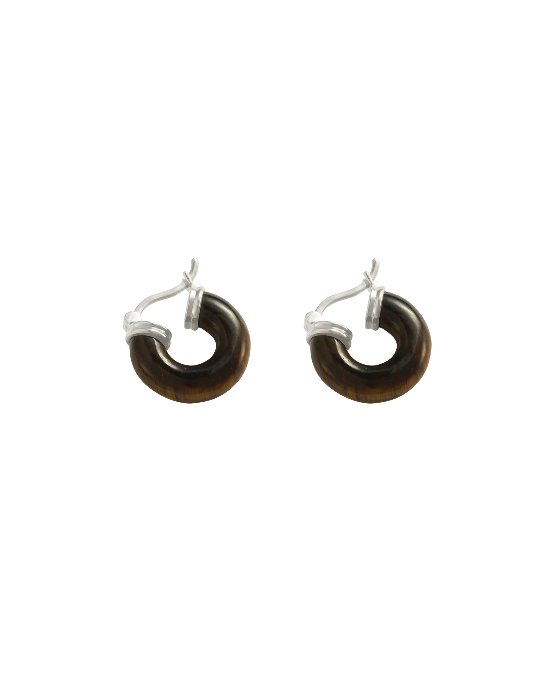 TEMPO TIGERS EYE HOOPS (STERLING SILVER) - Image 4