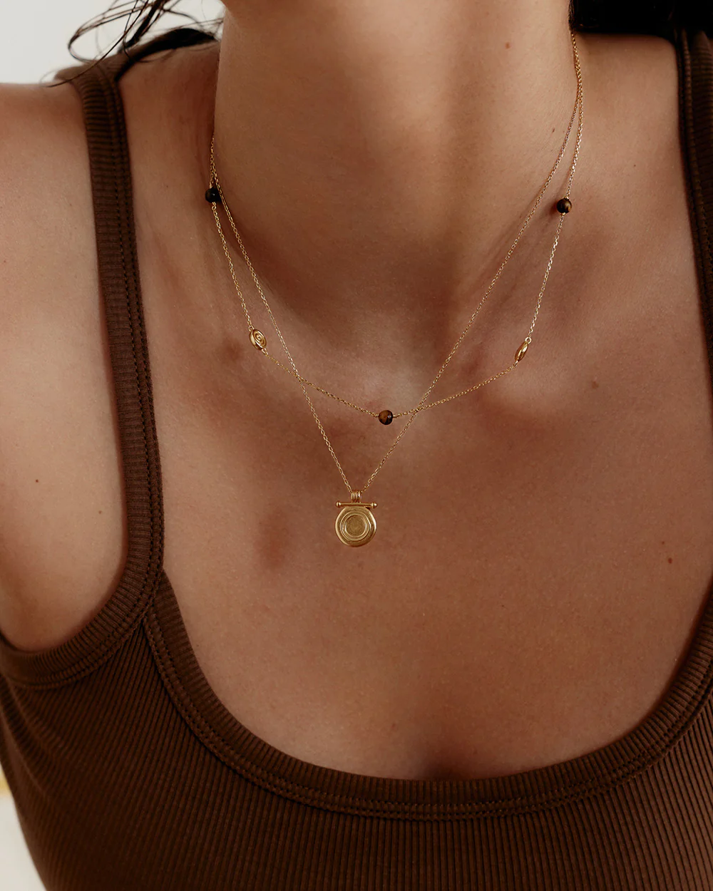 TEMPO TIGERS EYE NECKLACE (18K GOLD VERMEIL) - Image 2