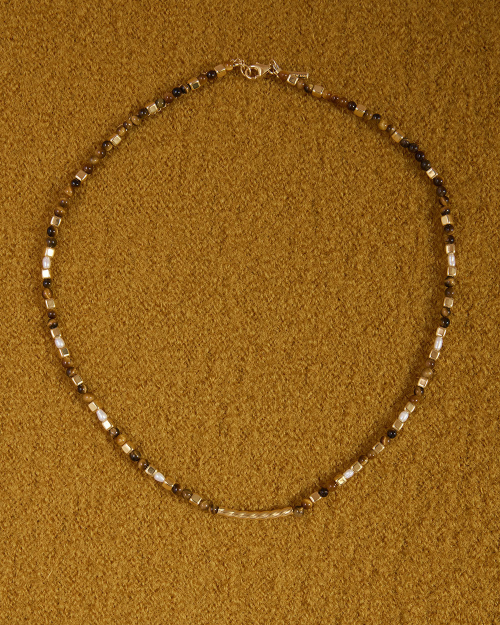 TIGERS EYE BEADED NECKLACE (18K GOLD PLATED) - Image 3