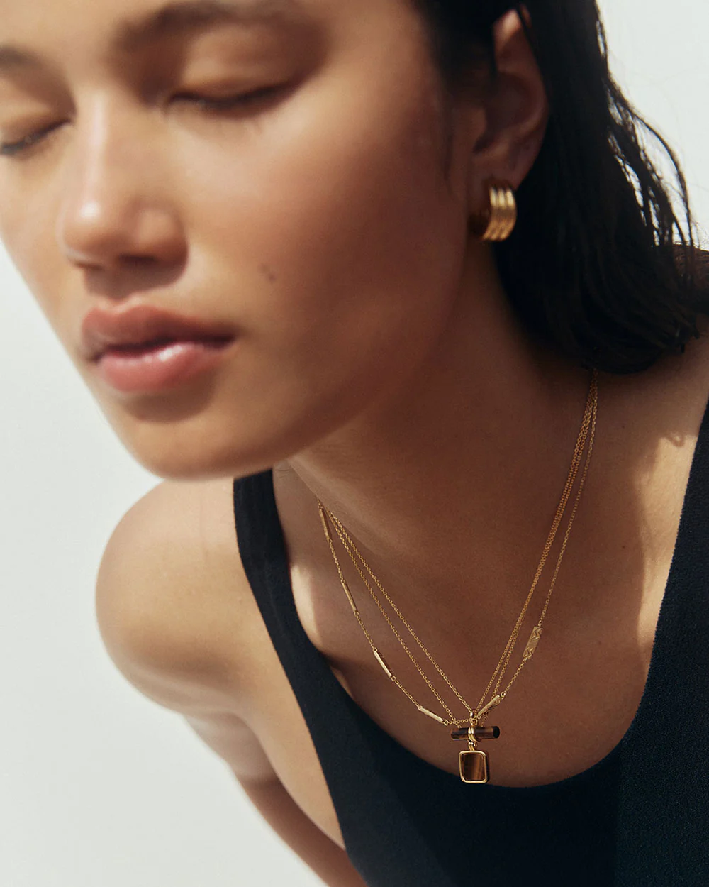 TIGERS EYE PENDANT NECKLACE (18K GOLD VERMEIL) - Image 2