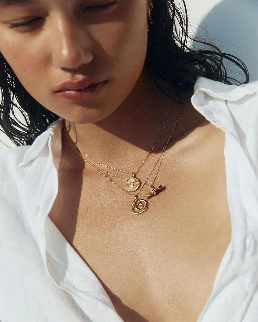 TIGERS EYE T-BAR NECKLACE (18K GOLD VERMEIL) - Image 2