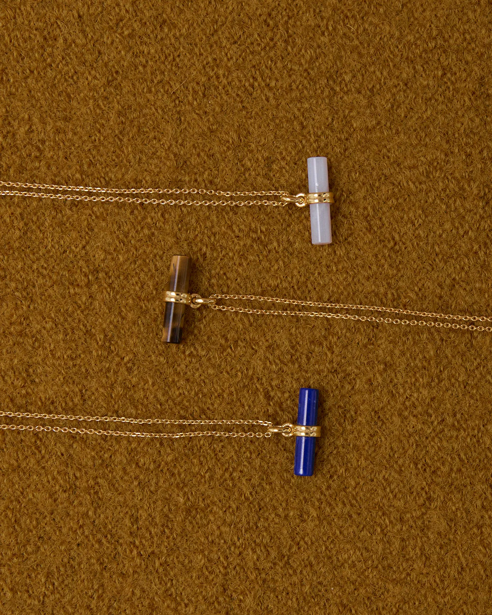 TIGERS EYE T-BAR NECKLACE (18K GOLD VERMEIL) - Image 3