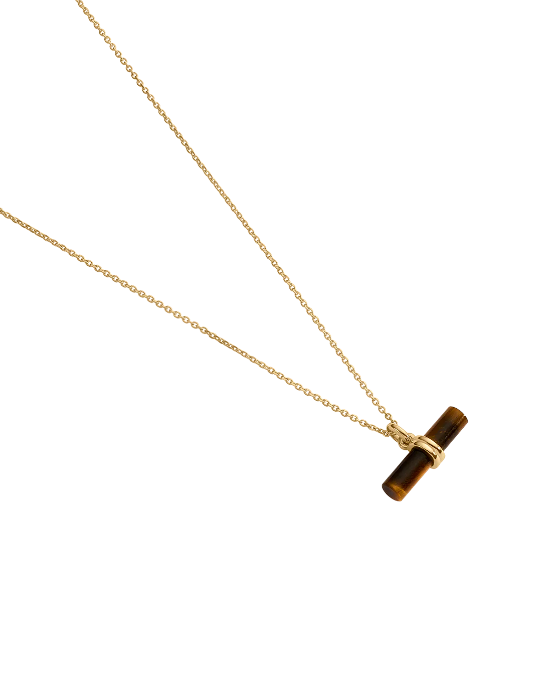 TIGERS EYE T-BAR NECKLACE (18K GOLD VERMEIL) - Image 4